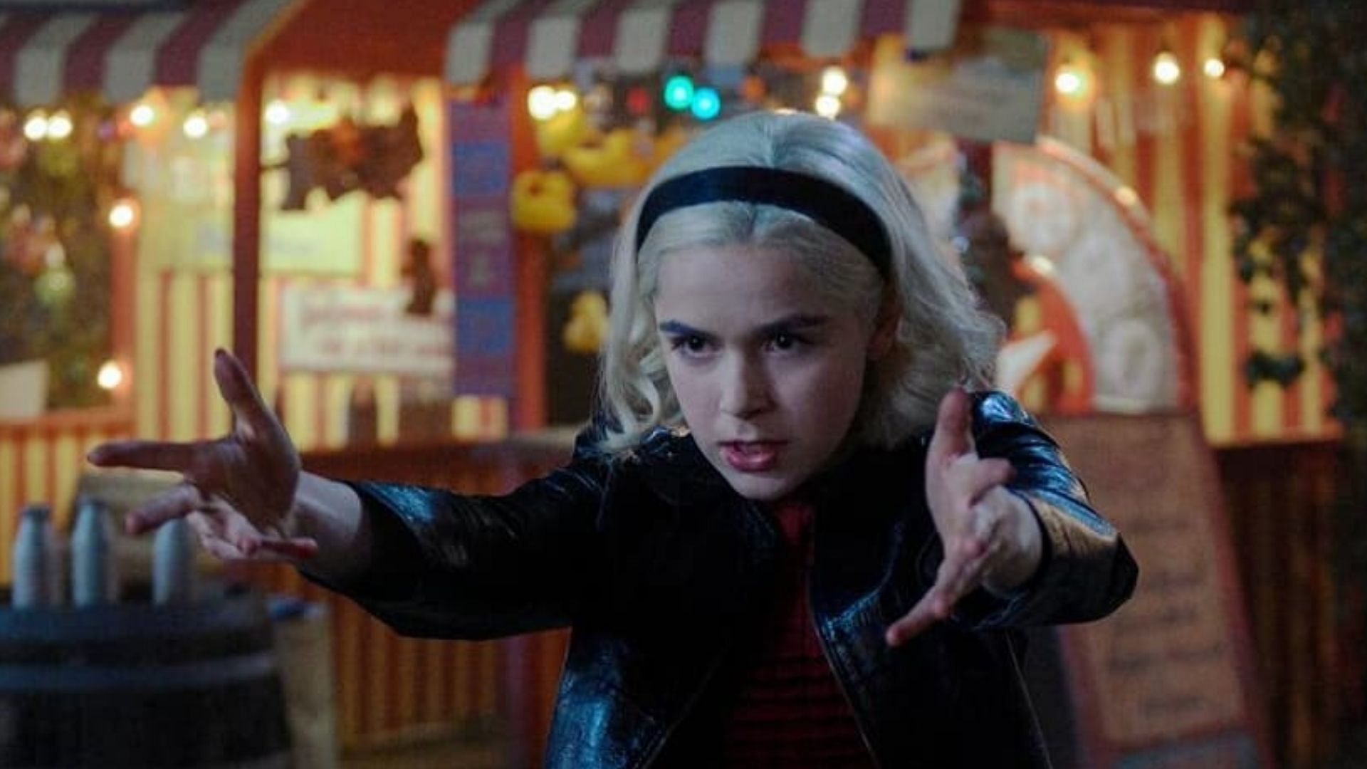 Kiernan Shipka stars as Sabrina Spellman in Chilling Adventures of Sabrina (Image via Warner Bros.)